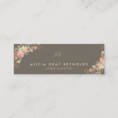 Chocolade Monogram Elegante Bloemen Wedding Planne Mini Visitekaartje (Voorkant)