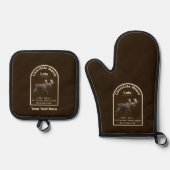 Chocolade Moose Cafe Ovenwant & Pannenlap Set (Voorkant)