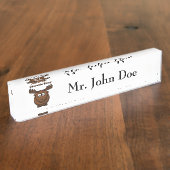 Chocolade Moose Cartoon Naambordje (Zijkant)