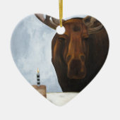 Chocolade Moose Keramisch Ornament (Voorkant)