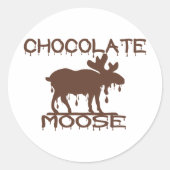 Chocolade Moose Ronde Sticker (Voorkant)