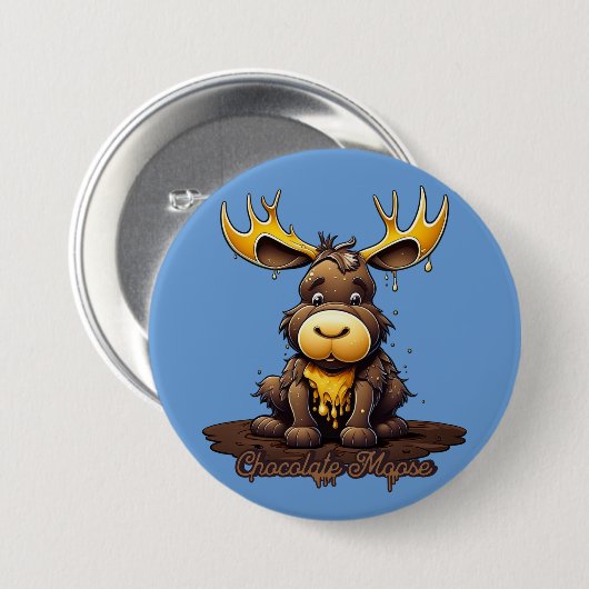Chocolade Mousse Moose Ronde Button 7,6 Cm (Voorkant /achterkant)