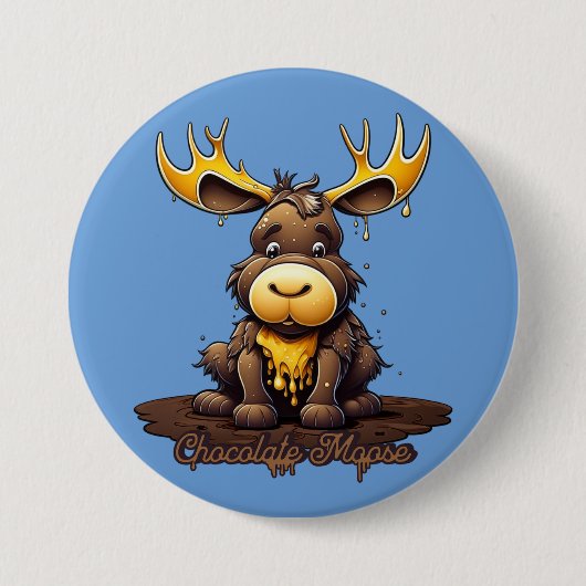 Chocolade Mousse Moose Ronde Button 7,6 Cm (Voorkant)
