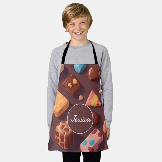 Chocolade Mozaïek Kleurrijk Gepersonaliseerd Patro Schort (Gedragen)