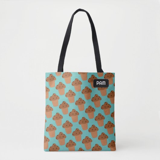 Chocolade Muffin Cakes met aangepaste naam / initi Tote Bag (Voorkant)