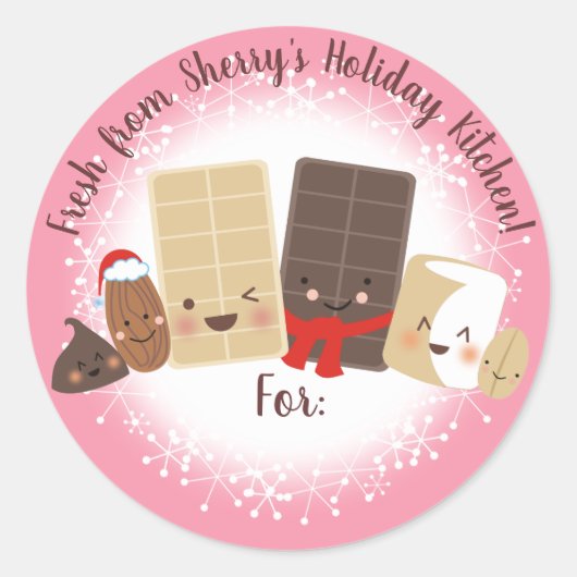 Chocolade noten bakken snoep Kerst sticker (Voorkant)