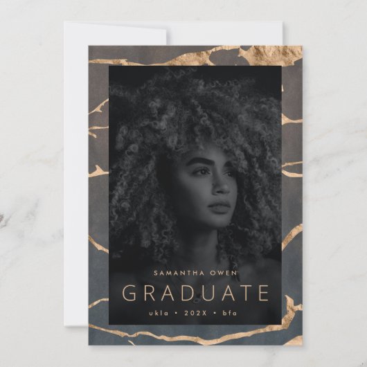 chocolade oasis brown marble golden foil aderes aankondiging (Voorkant)