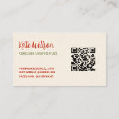 Chocolade-ondergedompelde aardbeien aangepaste QR Visitekaartje (Achterkant)