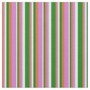 Chocolade, orchidee, lavender en Green Lines Patte Stof