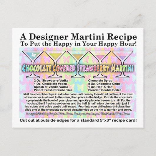 Chocolade Overdekte Aardbei Martini Recept Postca Briefkaart (Voorkant)