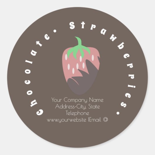 Chocolade Overgoten Aardbeien Zakelijk Logo Etiket (Voorkant)