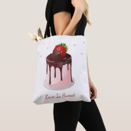 Chocolade Overgoten Aardbeientaart Liefde is Zoet Tote Bag