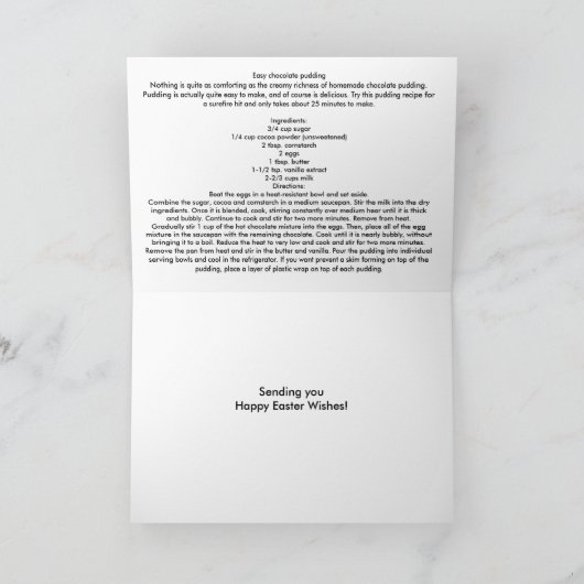 Chocolade Paas Kaart met Recept (Binnen)