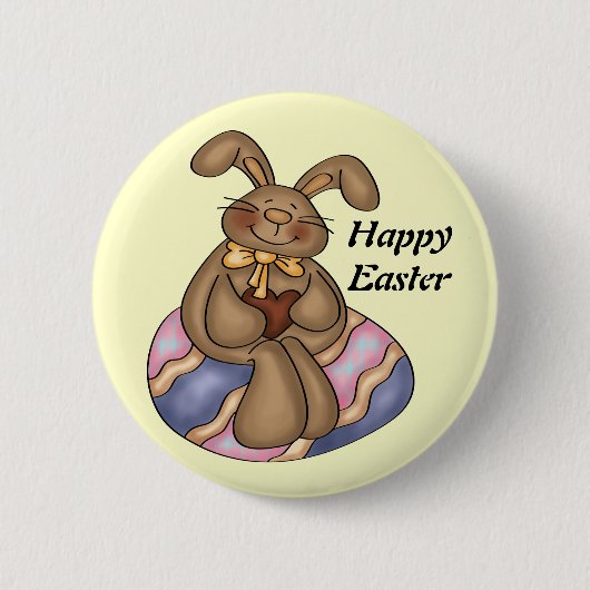 Chocolade Paashaas knop Ronde Button 5,7 Cm (Voorkant)