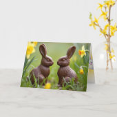 Chocolade paashaas met narcissen kaart (Gele Bloem)