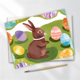 Chocolade Paashaas | Mooie Lente Pastel Eieren Feestdagenkaart