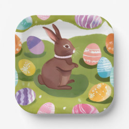 Chocolade Paashaas | Mooie Lente Pastel Eieren Papieren Bordje