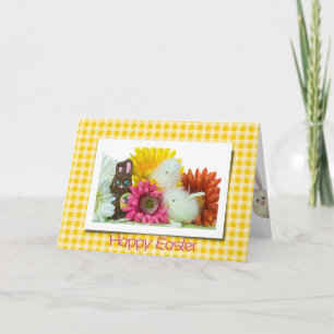 chocolade paashaas op Gingham Feestdagen Kaart