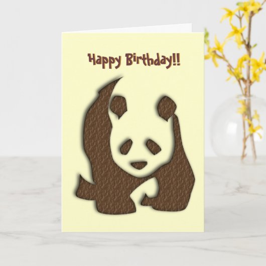 Chocolade Panda verjaardagskaart Kaart (Gele Bloem)