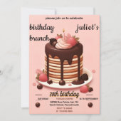 chocolade pannenkoek charme roze Brunch 30e verjaa Kaart (Voorkant)