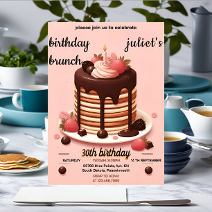 chocolade pannenkoek charme roze Brunch 30e verjaa Kaart