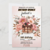 chocolade pannenkoek volwassen roze Brunch 30e ver Kaart (Voorkant)