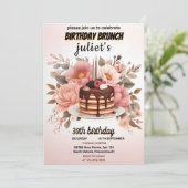 chocolade pannenkoek volwassen roze Brunch 30e ver Kaart (Staand voorkant)