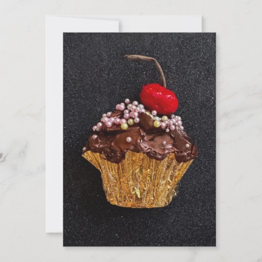 Chocolade parel cupcake feestdagenkaart (Voorkant)