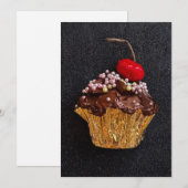 Chocolade parel cupcake feestdagenkaart (Voorkant / Achterkant)