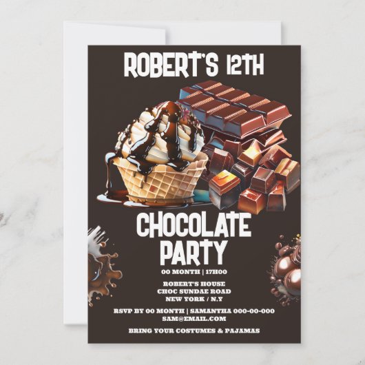 Chocolade partij ijs wafel sundae dessert kaart (Voorkant)