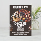 Chocolade partij ijs wafel sundae dessert kaart (Staand voorkant)