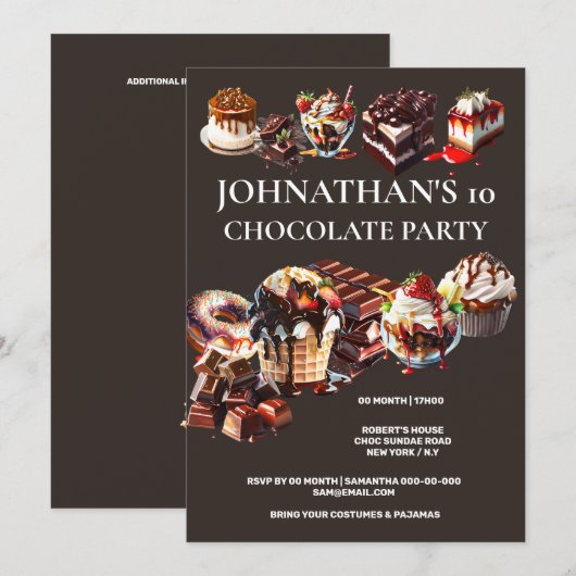 Chocolade party cake dessert ijsje zomer kinder kaart (Voorkant / Achterkant)