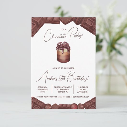 Chocolade Party, Dood door Chocolate Birthday Part Kaart (Staand voorkant)