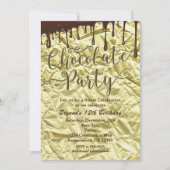 Chocolade Party Gold Faux Folie Wrapper Uitnodigin Kaart (Voorkant)