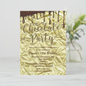 Chocolade Party Gold Faux Folie Wrapper Uitnodigin Kaart (Staand voorkant)