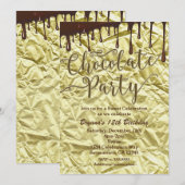 Chocolade Party Gold Faux Folie Wrapper Uitnodigin Kaart (Voorkant / Achterkant)