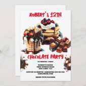 Chocolade party ijsje pannenkoeken toppings kinder kaart (Voorkant / Achterkant)