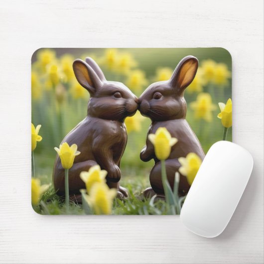 Chocolade Pasen konijnen kussen Muismat (Met muis)