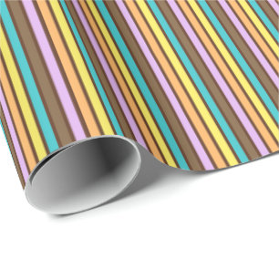Chocolade Pastels Stripes 02-Gift Wrapping Paper Cadeaupapier