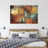 Chocolade Patchwork Abstract Canvas Afdruk (Insitu (Slaapkamer))