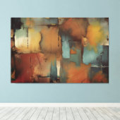 Chocolade Patchwork Abstract Canvas Afdruk (Insitu (Houten vloer))