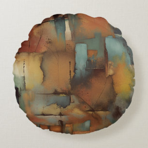 Chocolade Patchwork Abstract Rond Kussen