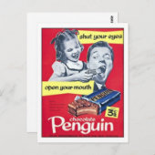 Chocolade Penguin Vintage Ad Briefkaart (Voorkant / Achterkant)