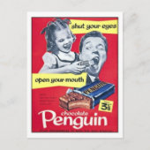 Chocolade Penguin Vintage Ad Briefkaart (Voorkant)