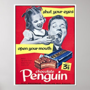 Chocolade Penguin Vintage Ad Poster