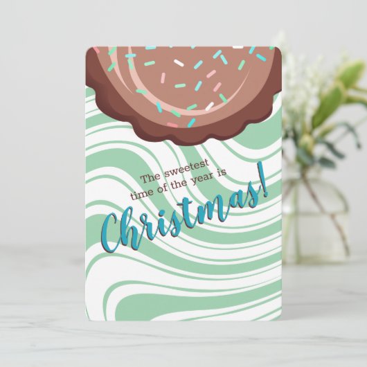 Chocolade pepermunt Kerstmis gepersonaliseerde fot Feestdagenkaart (Staand voorkant)