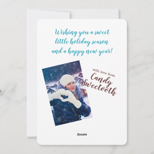 Chocolade pepermunt Kerstmis gepersonaliseerde fot Feestdagenkaart (Achterkant)