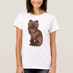 Chocolade Perzische Moppige Cartoonkat Illustratie T-shirt