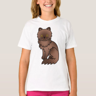 Chocolade Perzische Moppige Cartoonkat Illustratie T-shirt