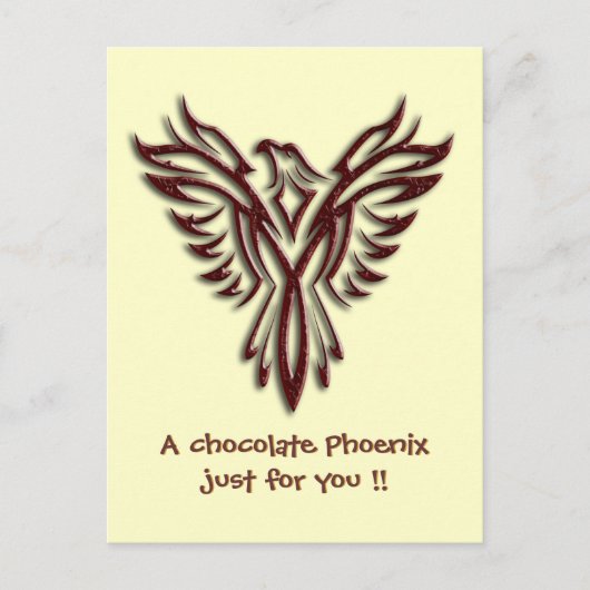 Chocolade Phoenix Briefkaart (Voorkant)